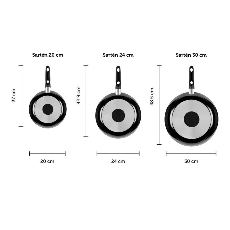 Sartenes Graystone | Juego de 3 piezas | Ekco