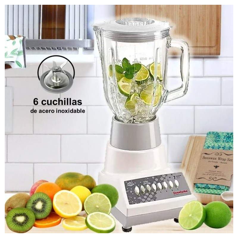 Licuadora 7 Velocidades con Vaso de Cristal | MAN