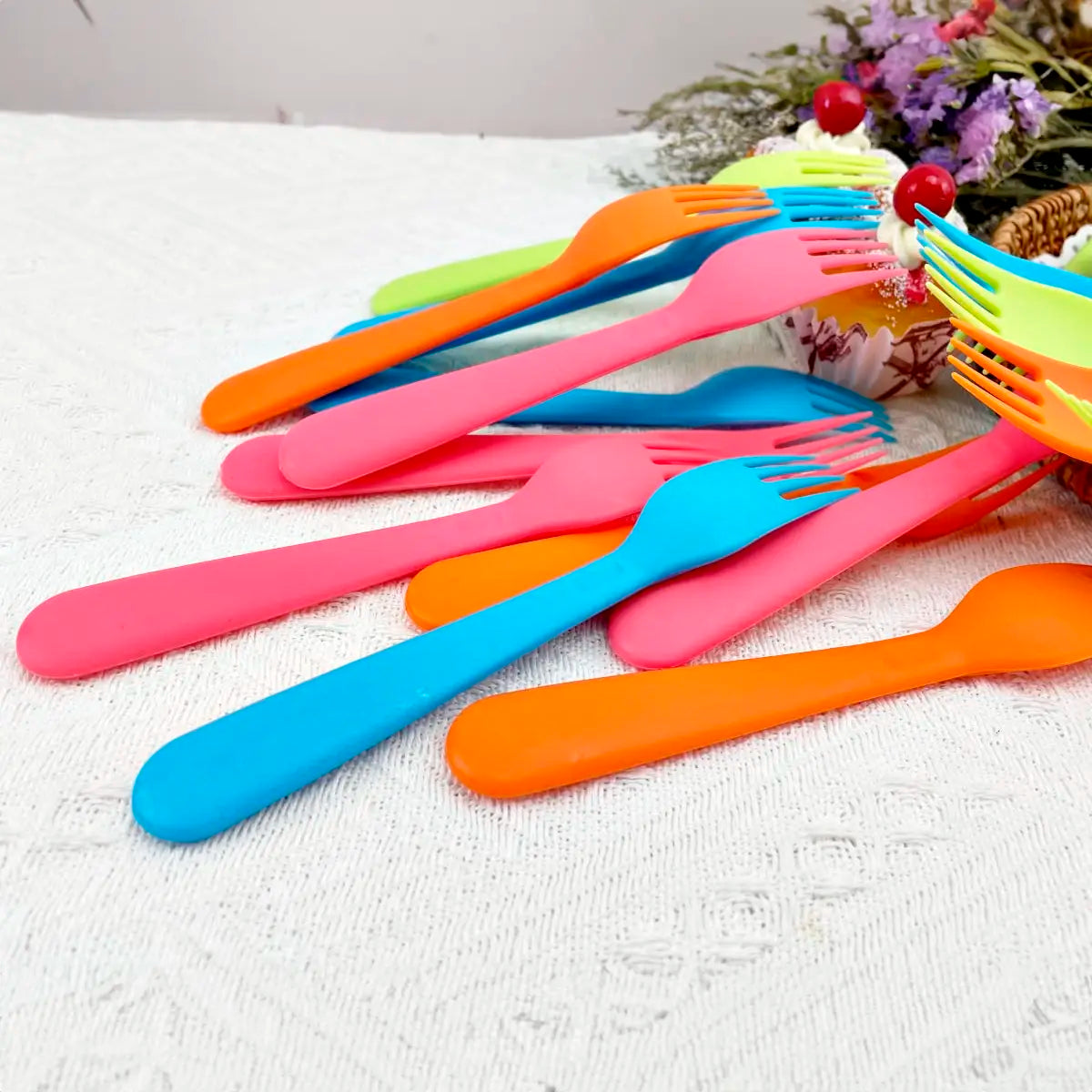 Set de Tenedores de Plástico de Colores | 12 piezas | Baquelita