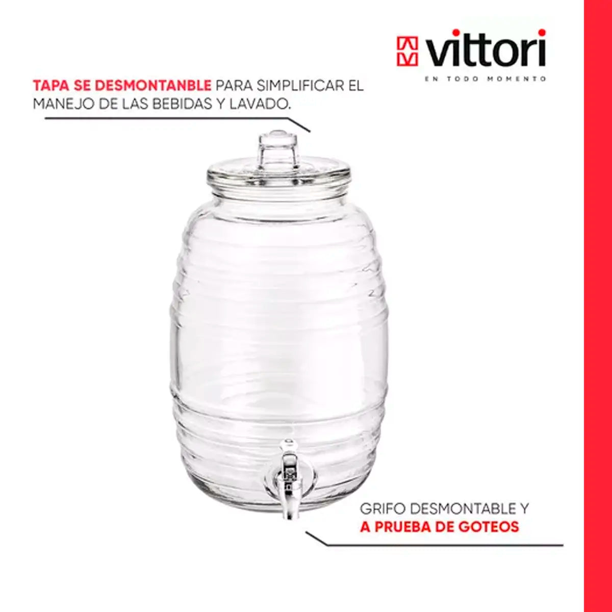 Vitrolero Dispensador Cristalino | 10Lts | Vittori