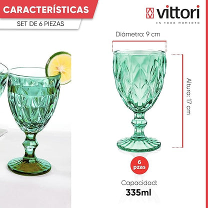 Copa Labrada para Agua | Verde Tiffany | Vittori