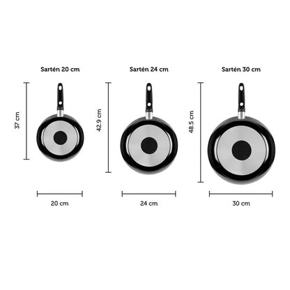 Sartenes Graystone | Juego de 3 piezas | Ekco