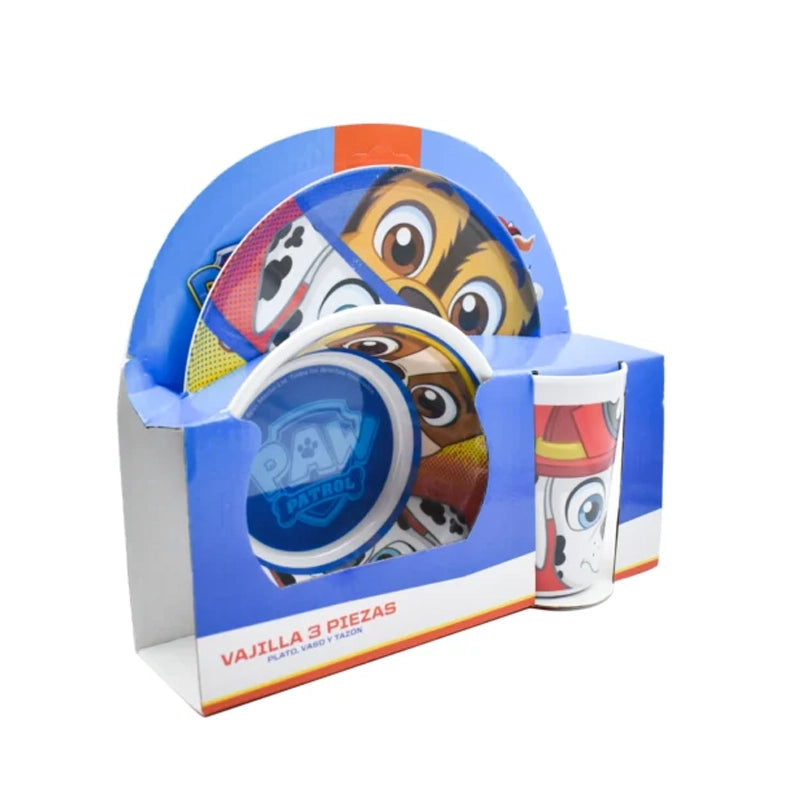 Vajilla Paw Patrol | Decorada color Azul | 3 piezas