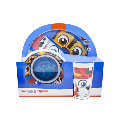 Vajilla Paw Patrol | Decorada color Azul | 3 piezas