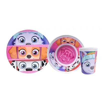 Vajilla Paw Patrol | Decorada color Rosa | 3 piezas