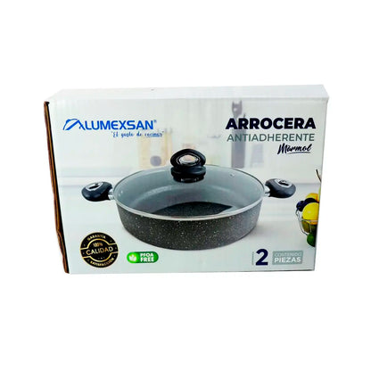 Arrocera antiadherente de marmol | Negro 34 cms | ALUMEXSAN