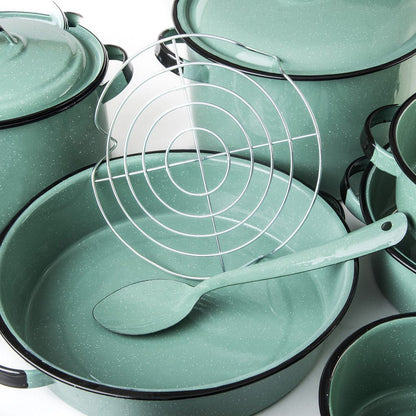 Batería de Cocina Yaqui Plus | Color Verde 14 pzas | con caja plástica