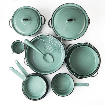 Batería de Cocina Yaqui Plus | Color Verde 14 pzas | con caja plástica