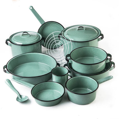 Batería de Cocina Yaqui Plus | Color Verde 14 pzas | con caja plástica