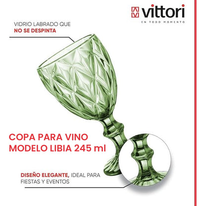 Copa Libia labrada para Vino | Olivo de 245ml | Vittori