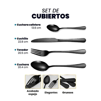 Juego de Cubiertos Negro  | Cuisine Spot