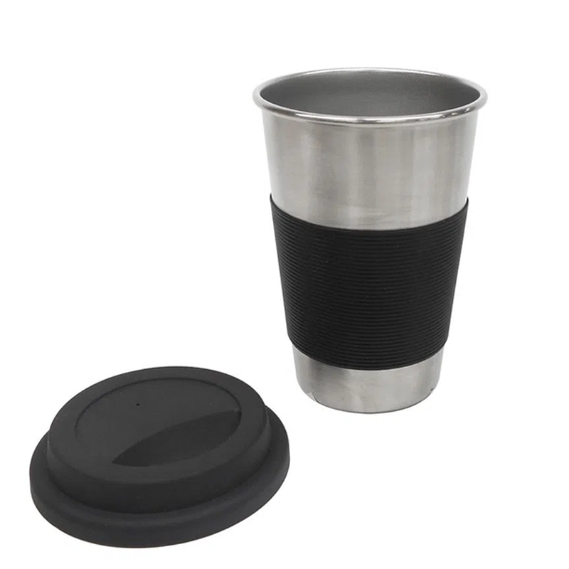 Termo Mug | Acero Inoxidable con silicón | Color negro 450ml | Ekco