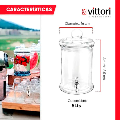 Vitrolero Dispensador con Tapa | 6Lts | Vittori