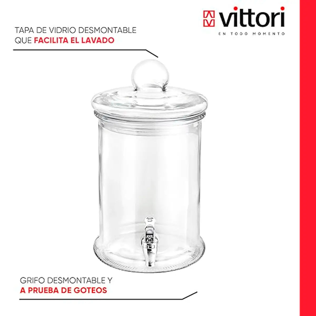 Vitrolero Dispensador con Tapa | 6Lts | Vittori